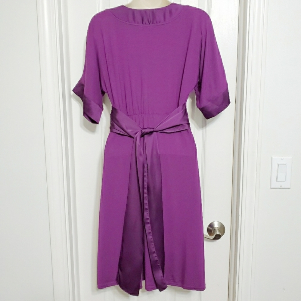 H&M Purple V-neck Dress with Silky Trim Size 4 - Picture 2 of 3